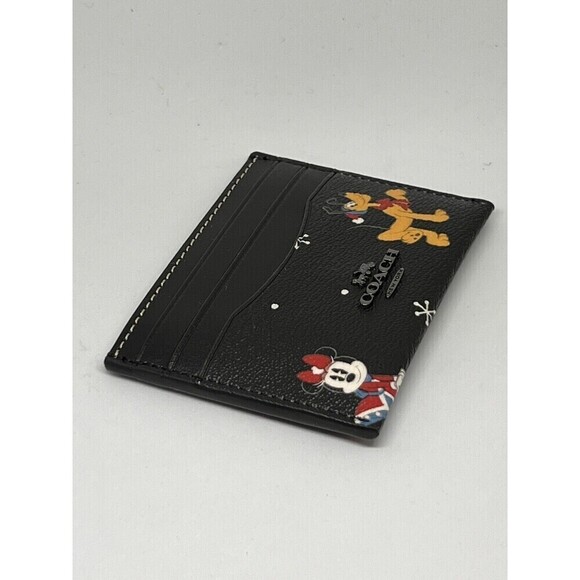 Coach CN032 Disney X Coach Slim ID Card Case With Holiday Print Black Multi NWT - Picture 4 of 9
